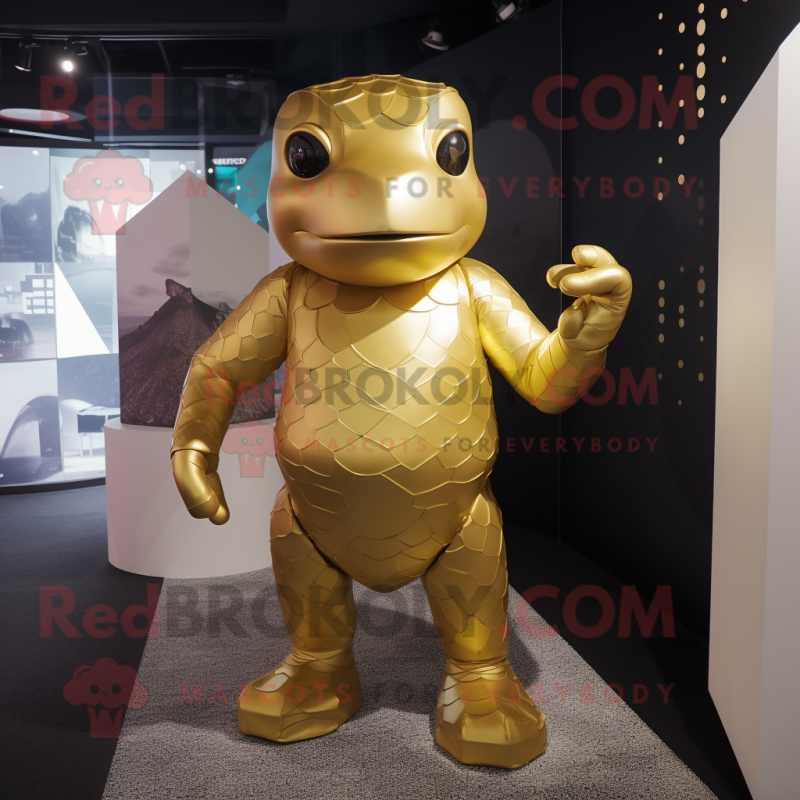 Gold Ice mascot costume character dressed with a Turtleneck and Clutch bags Gold Ice mascot costume character dressed with a Turtleneck and Clutch bags