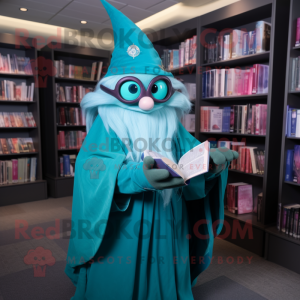 Blågrønn Wizard maskot...