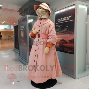 Peach Civil War Soldier mascot costume character dressed with a Wrap Dress and Scarves