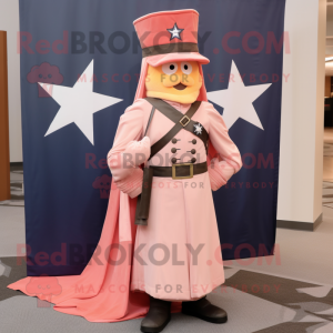 Peach Civil War Soldier mascot costume character dressed with a Wrap Dress and Scarves