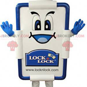 Mascote da placa branca e azul do restaurante - Redbrokoly.com