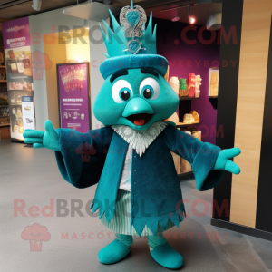 Teal Queen maskot kostym...