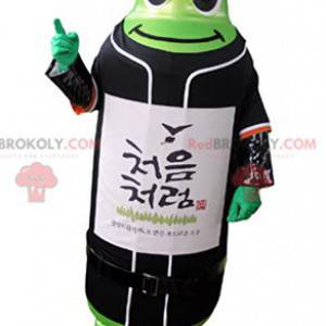 Groene flesmascotte in sportkleding - Redbrokoly.com