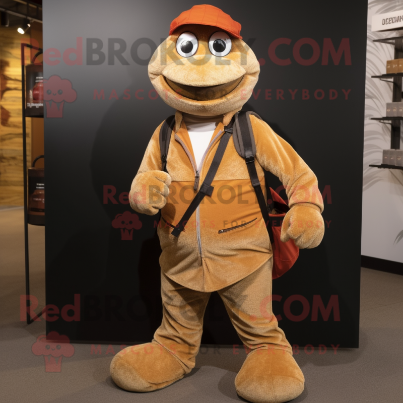 Rust Python mascot costume character dressed with a Corduroy Pants and Handbags Rust Python mascot costume character dressed with a Corduroy Pants and Handbags