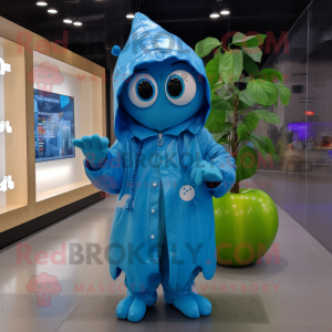 Cyan Apple maskot kostume...