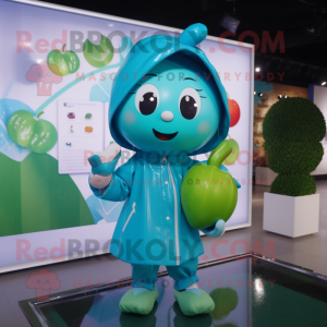 Cyan Apple mascotte kostuum...