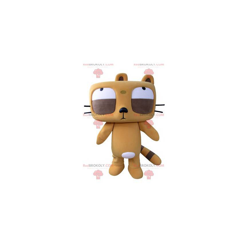 Mascote castor laranja e marrom com olhos grandes -