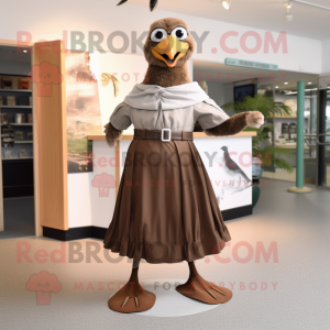 Brown Gull mascot costume character dressed with a A-Line Skirt and Belts