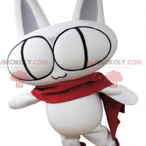 All white cat mascot with big eyes - Redbrokoly.com