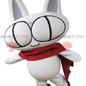Mascotte de chat tout blanc avec de grands yeux - Redbrokoly.com