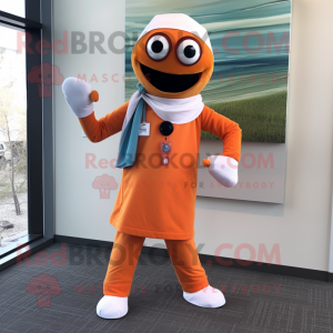 Orange Doctor mascot costume character dressed with a Capri Pants and Scarf clips