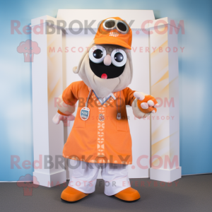 Orange Doctor mascot costume character dressed with a Capri Pants and Scarf clips