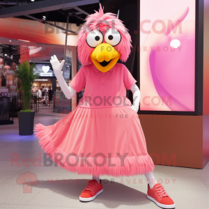 Pink Hens mascot costume character dressed with a Skirt and Shoe laces