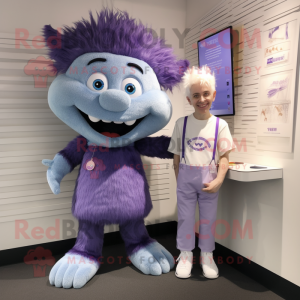 Lavender Tooth Fairy mascot costume character dressed with a Henley Tee and Wallets