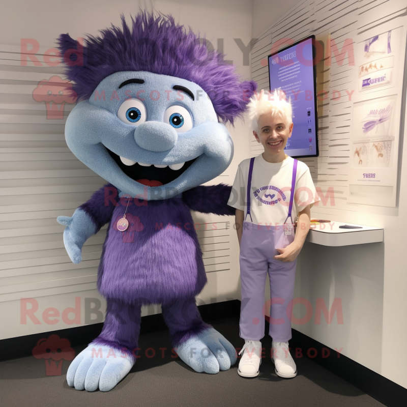 Lavender Tooth Fairy mascot costume character dressed with a Henley Tee and Wallets Lavender Tooth Fairy mascot costume character dressed with a Henley Tee and Wallets