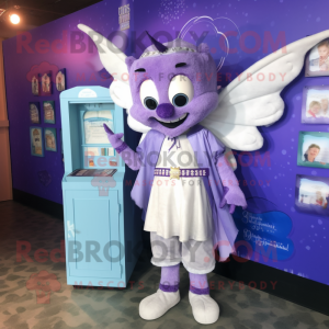 Lavender Tooth Fairy mascot costume character dressed with a Henley Tee and Wallets