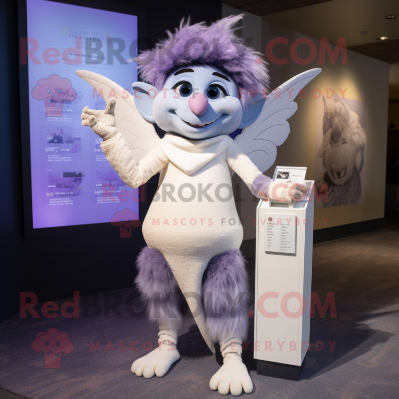 Lavender Tooth Fairy mascot costume character dressed with a Henley Tee and Wallets Lavender Tooth Fairy mascot costume character dressed with a Henley Tee and Wallets