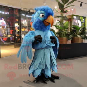 Himmelblå papegøje maskot...