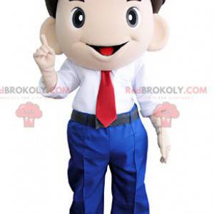 Mascota de hombre sonriente en traje y corbata - Redbrokoly.com