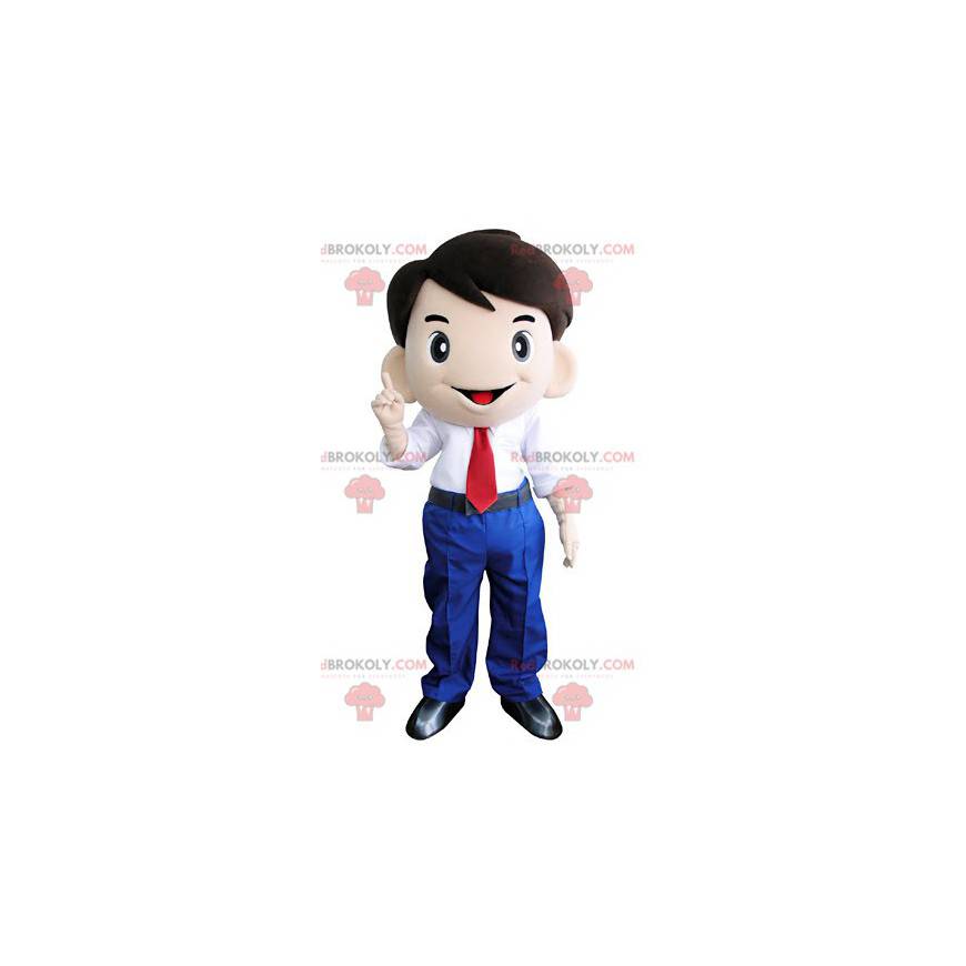 Mascote sorridente de terno e gravata - Redbrokoly.com