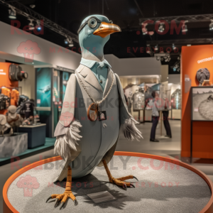 Silver Passenger Pigeon mascot costume character dressed with a Tank Top and Keychains