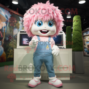 Hvit rosa maskot drakt...