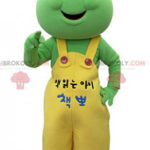 Zielona żaba maskotka z żółtym kombinezonem - Redbrokoly.com
