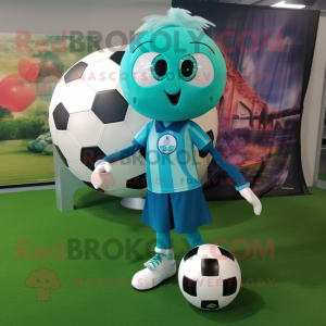 Teal Soccer Goal maskot...