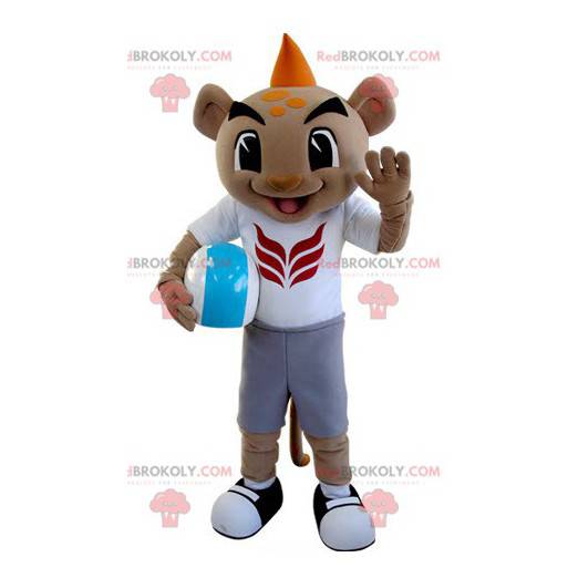 Tiger mascot in sportswear with an orange crest - Redbrokoly.com