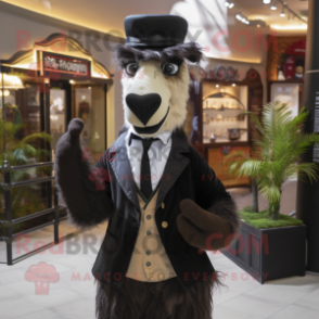 Black Camel mascot costume character dressed with a Waistcoat and Bow ties