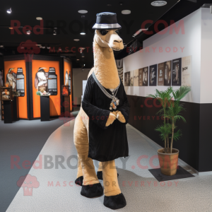Black Camel mascot costume character dressed with a Waistcoat and Bow ties