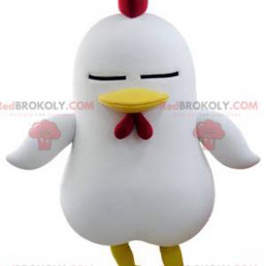 Mascotte gallo bianco con una cresta rossa - Redbrokoly.com