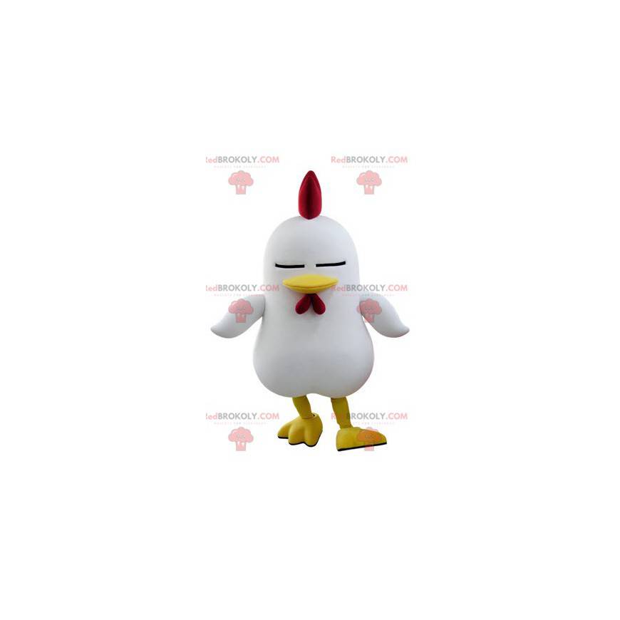 Mascotte gallo bianco con una cresta rossa - Redbrokoly.com