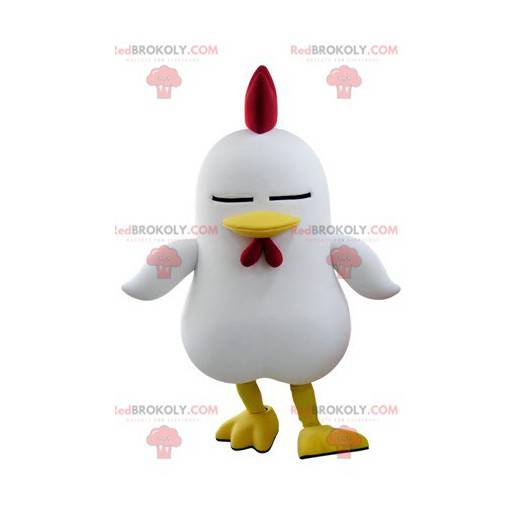 Mascot white rooster with a red crest - Redbrokoly.com