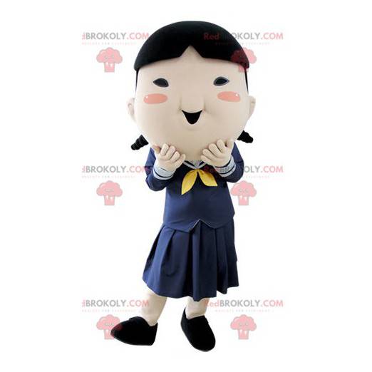 Brown girl schoolgirl mascot in uniform - Redbrokoly.com