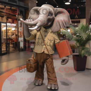 Rust Elephant mascot costume character dressed with a Cargo Shorts and Pocket squares