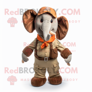 Rust Elephant mascot costume character dressed with a Cargo Shorts and Pocket squares