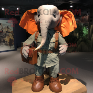 Rust Elephant mascot costume character dressed with a Cargo Shorts and Pocket squares