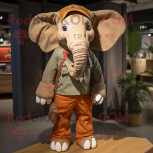 Rust Elephant mascot costume character dressed with a Cargo Shorts and Pocket squares