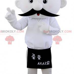 Mascotte de bonhomme tout blanc moustachu - Redbrokoly.com