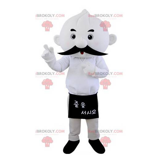 Mascotte de bonhomme tout blanc moustachu - Redbrokoly.com