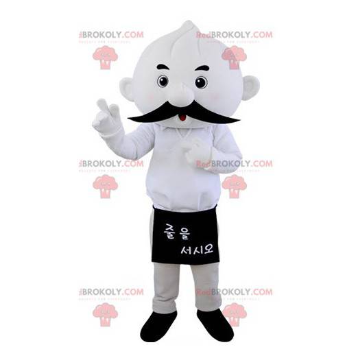 Mustached white snowman mascot - Redbrokoly.com