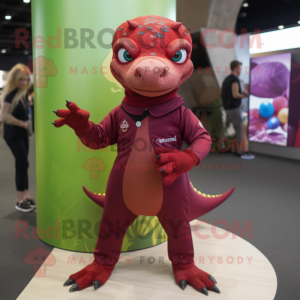 Maroon Lizard maskot drakt...