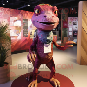 Maroon Lizard maskot drakt...