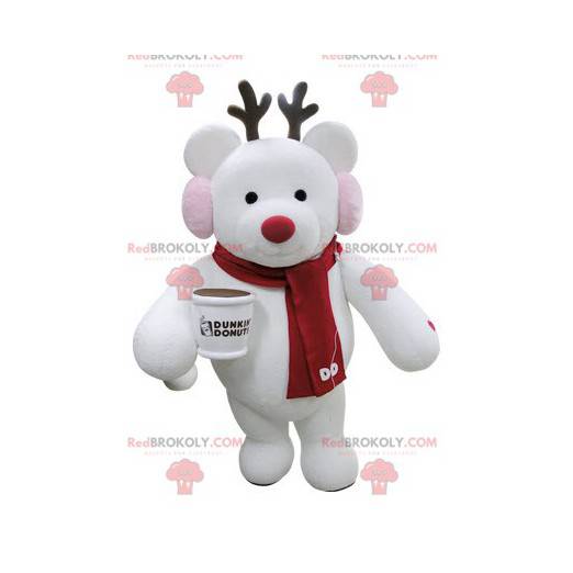 Christmas reindeer mascot with a scarf - Redbrokoly.com