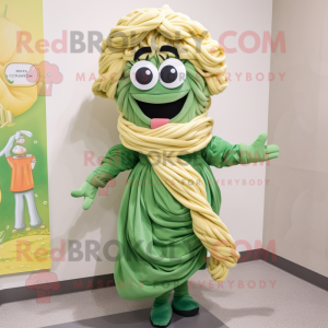 nan Pesto Pasta mascot costume character dressed with a Blouse and Scarf clips