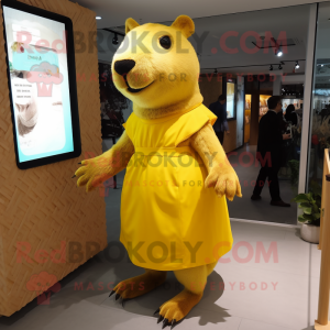 Gul Capybara maskot kostume...