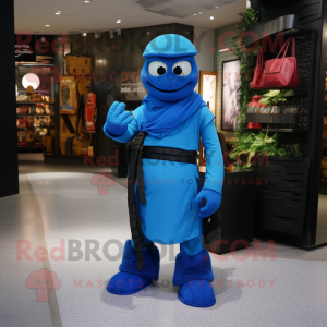Blauwe Ninja mascotte...