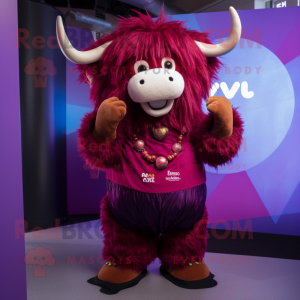 Magenta Yak maskot kostume...