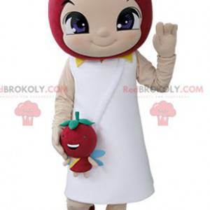Lille pige maskot med et jordbær på hovedet - Redbrokoly.com